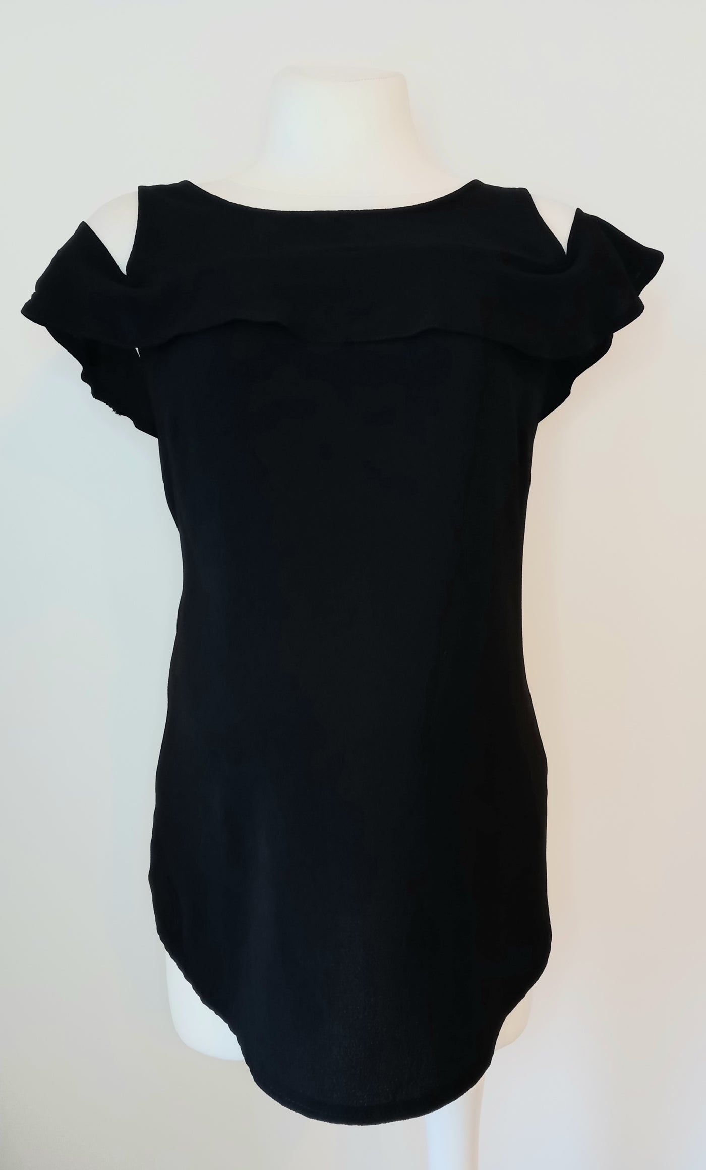 New Look Maternity Black Cold Shoulder Frill Top - Size 10