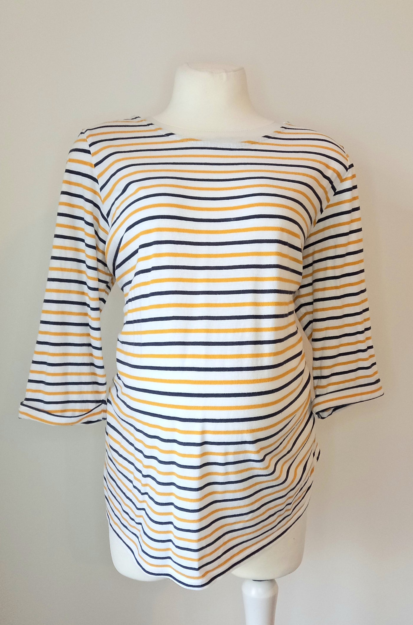 New Look Maternity Navy, Mustard & White Striped Top - Size 18