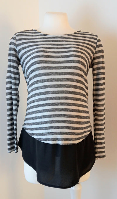 Dorothy Perkins Grey Striped Top with Black Shirt -  Size 8 (would suit size 8/10)