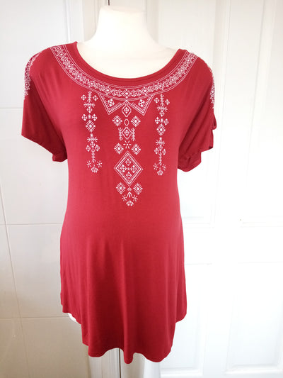George Maternity Red Top with Cut Out Sleeves - Size 14