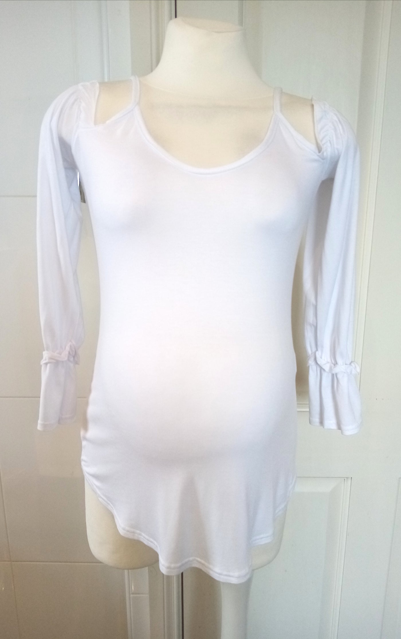 Boohoo Maternity White Cold Shoulder Top - Size 8