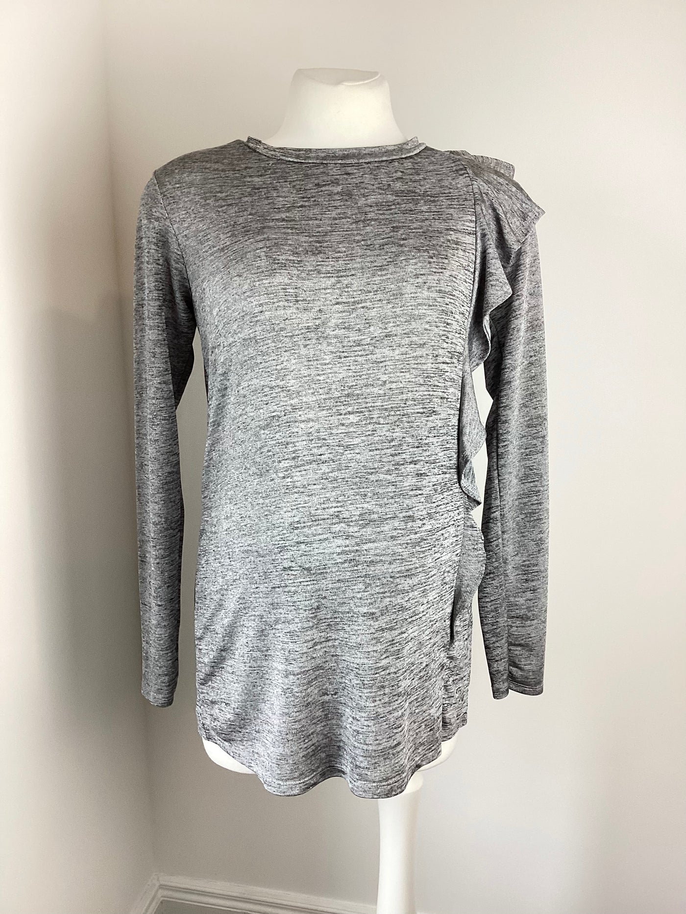 Bluebelle Maternity Grey marl top with front frill - Size 8