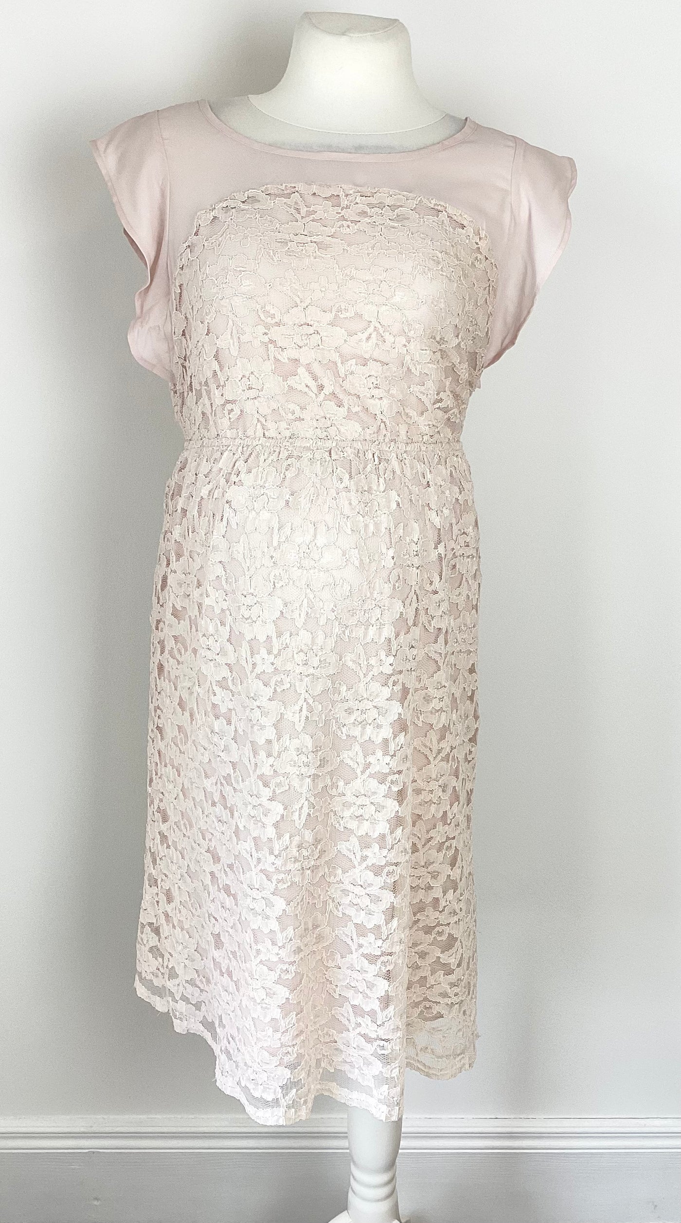 H&M Mama Peach lace sleeveless dress - Size S (Approx UK 8/10)