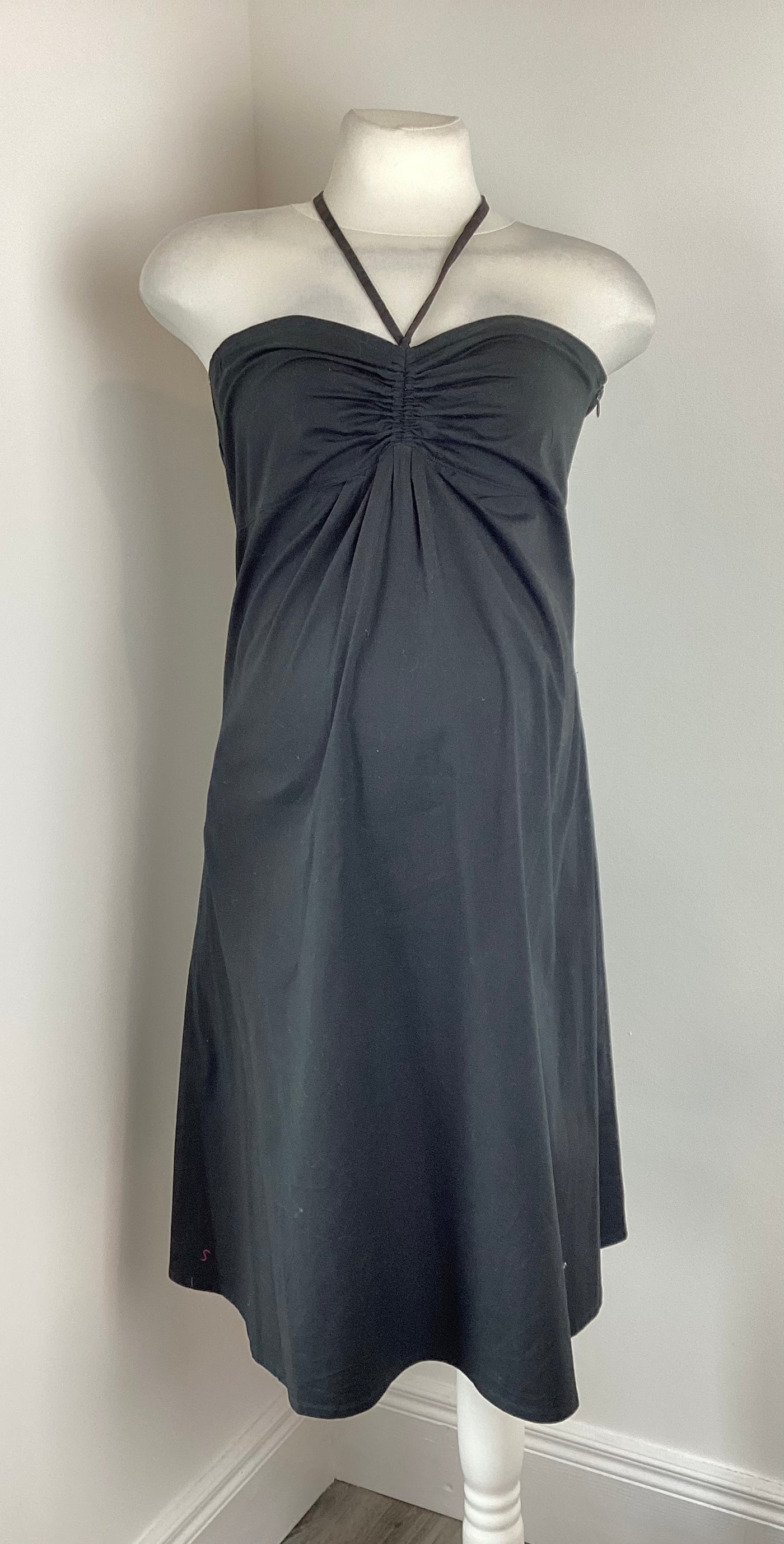 Cadeau Black Strapless Halterneck Dress - Size L (Approx UK 12)